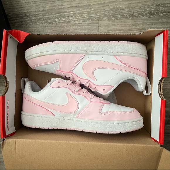 Pink Nike COURT BOROUGH LOW RECRAFT (GS) - Picture 1 of 4